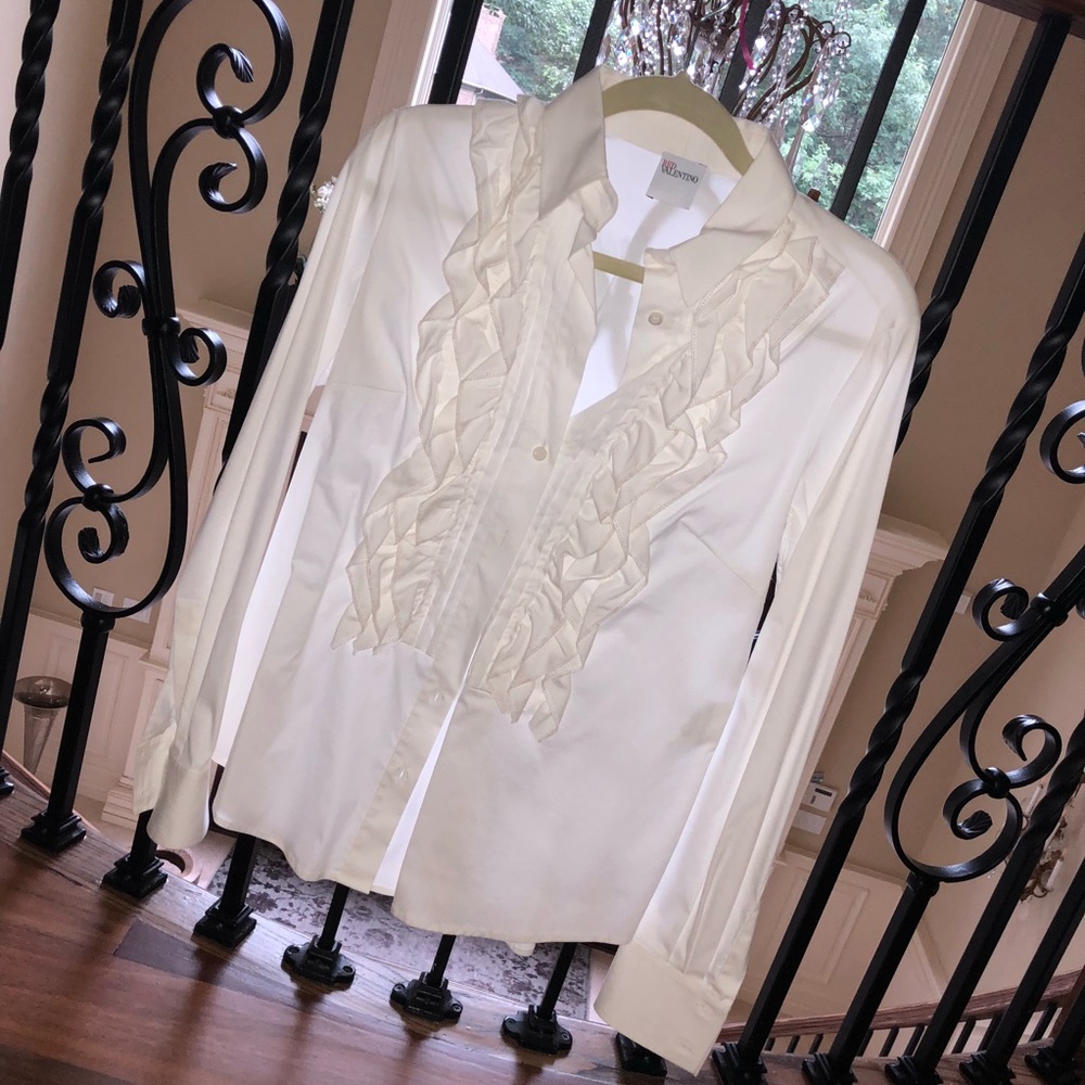Red Valentino White Button Down Blouse